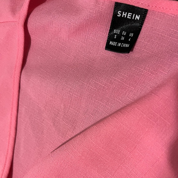 Shein Slayr Puff Sleeve Tie Front Crop Blouse Pink Size Small - Picture 2 of 6